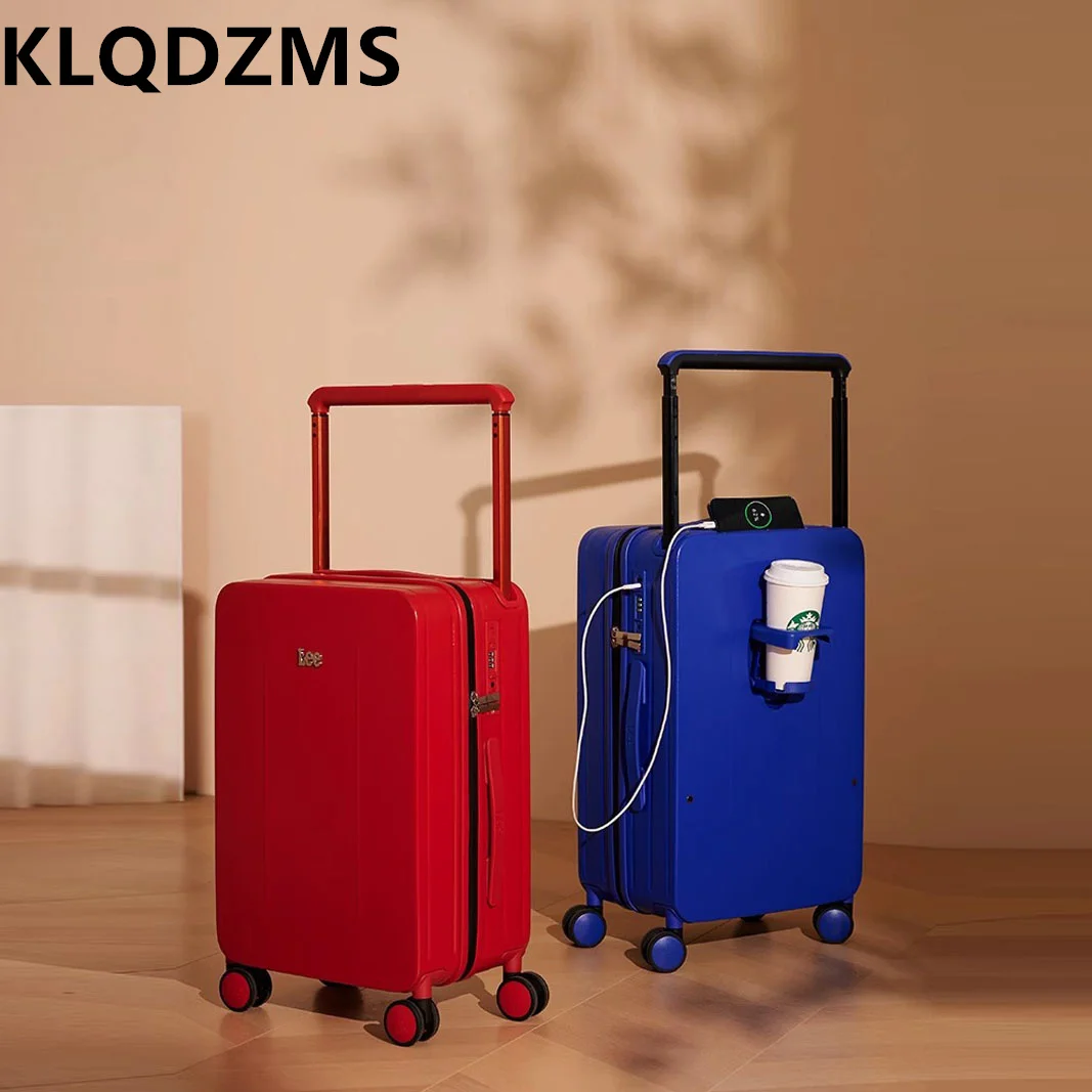KLQDZMS-maleta con Apertura frontal para ordenador portátil, maleta con carrito de carga USB, equipaje de cabina multifunción, 20, 22, 24 y 26 pulgadas, nueva