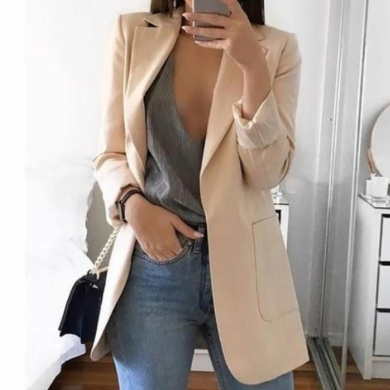 Elegant Temperament Blazers For Women Casual Thin Coats Fashion Lapel Blazer Women Clothing Work Wear Streetwear Basic Jackets