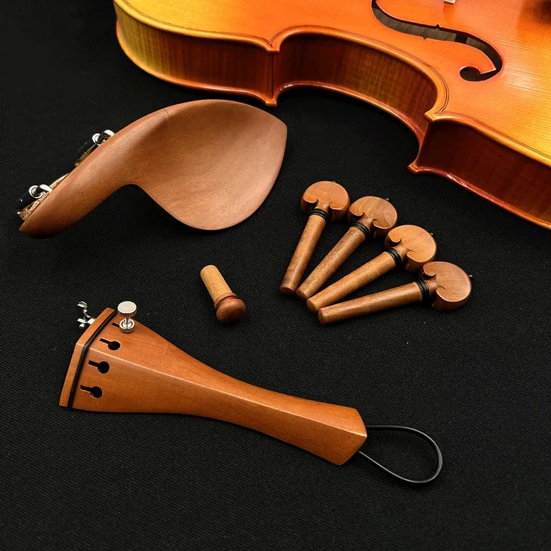 4/4 violin1 set High quality fiddler jujube wood accessories parts fittings,Tailpiece+Tuning pegs+Endpins+Chin rest/Chin Holder