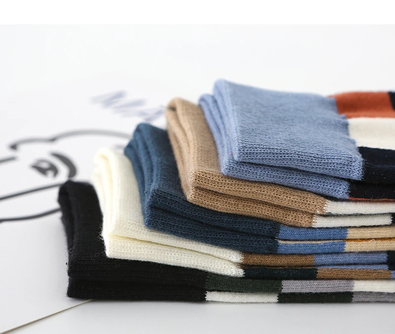 1 Paar lässige Business-Herrensocken, buntes Gitter, gekämmte Baumwolle, Gentleman-Socken, Herren, britischer Stil, Herbst und Winter, warme Socken – Detail 15