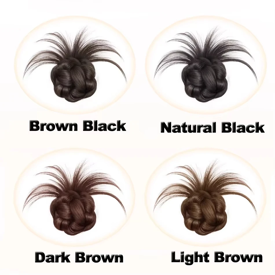 Grab clip synthetic wig for women messy curl scrunchie bun ponytail lengthening low bun hair wig