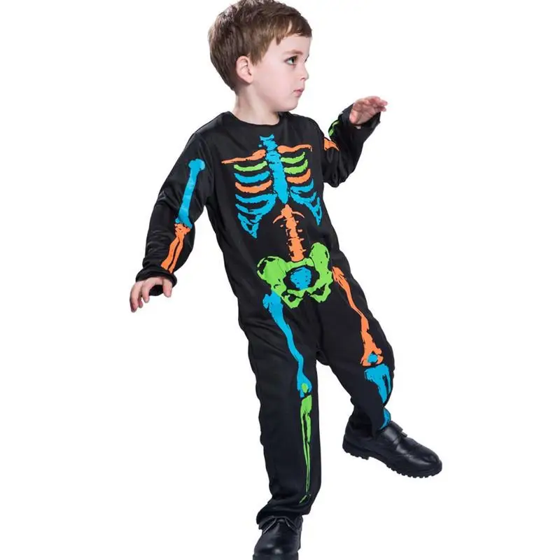 

Skeleton Bodysuit Kids Halloween Scary Onesie Loose Skeleton Bodysuit Kids Jumpsuits Supplies for School or home Halloween Party