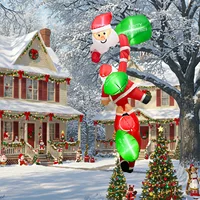 8FT Christmas Inflatables Decor, Climbing Santa Claus with Reindeer & Snowman/Elves, Xmas Decor for Beam Roof Tree Indoor Party 6