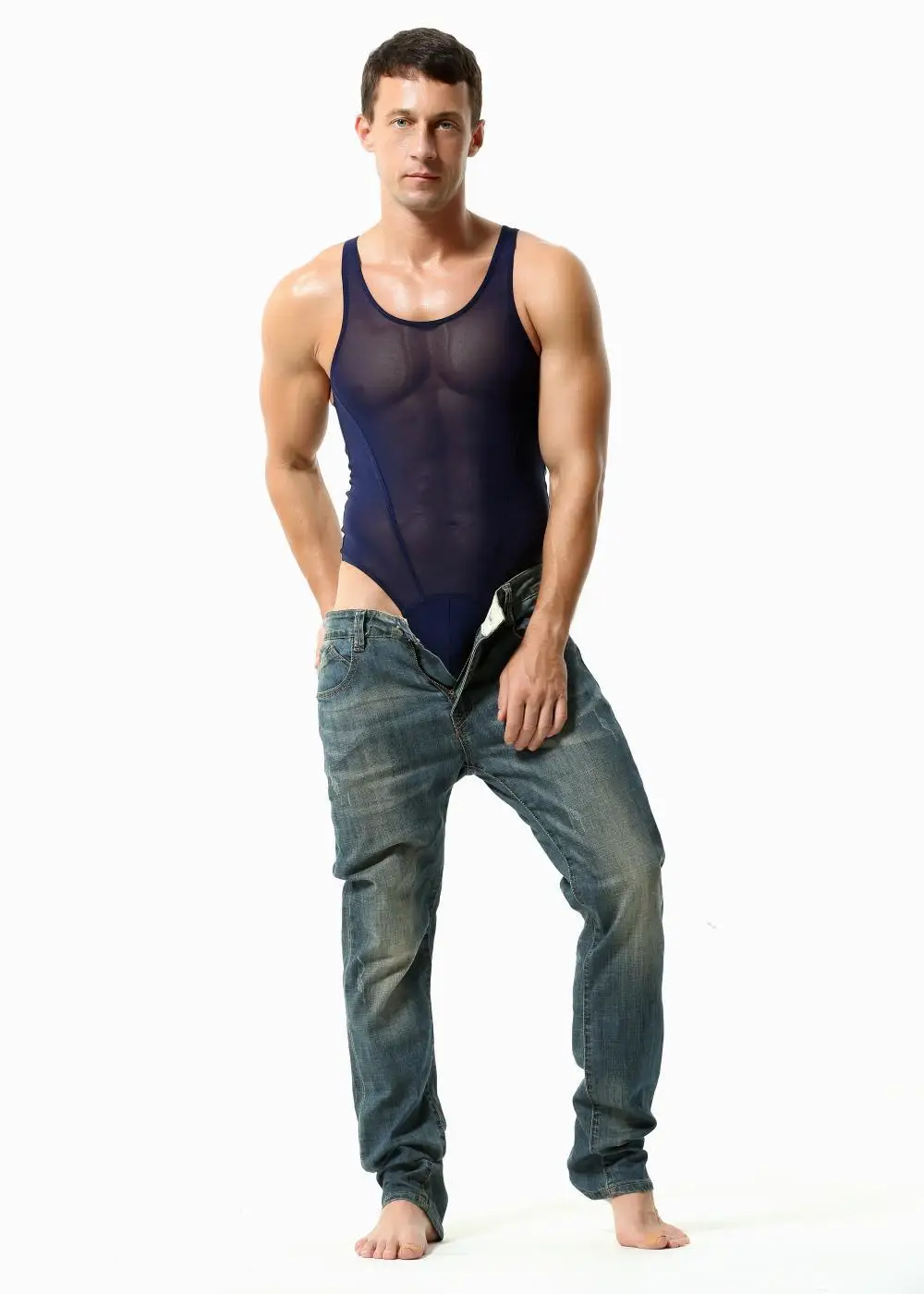 Description Picture 6 of itemTAUWELL Fashion Fitness Bodysuit Men Underwear Sexy Mesh Breathable Undershirts Singlet Men's Shapewear