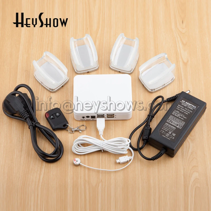 

4 6 8 10 Ports Mobile Phone Security Host Burglar Alarm System With Acrylic Stand With Charging And Anti-Theft Sensor Cables