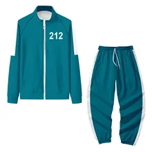 Veste de jeu de calmar, pantalon rond, Six Costumes pour hommes et femmes, Cardigan de sport à fermeture éclair, impression numérique, ensemble de Sweatshirts de poche, Cosplay, 456
