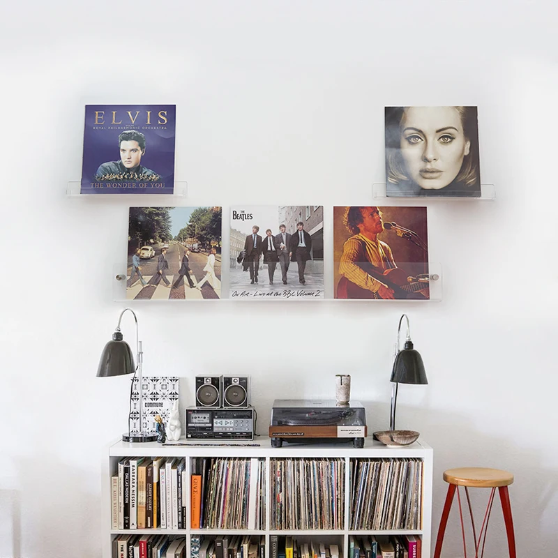 ARCO-estante de vinilo acrílico para discos LP, montaje en pared, soporte  de álbum transparente, estante de exhibición, estantes de discos flotantes  para álbum (Juego de 2) - AliExpress