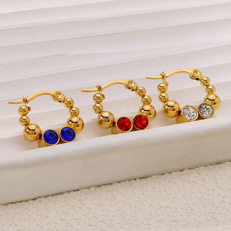 

HIYEE New Summer Stainless Steel Zircon Earrings for Women Jewelry Drip Color Does Not Fade Niche Design Gift for Girlfriend