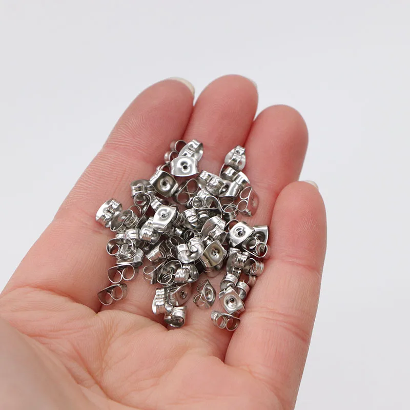 100pcs/lot Stainless Steel Blank Earring Base Cameo Base Fit 12mm Cabochons Earring Setting DIY Jewelry Making