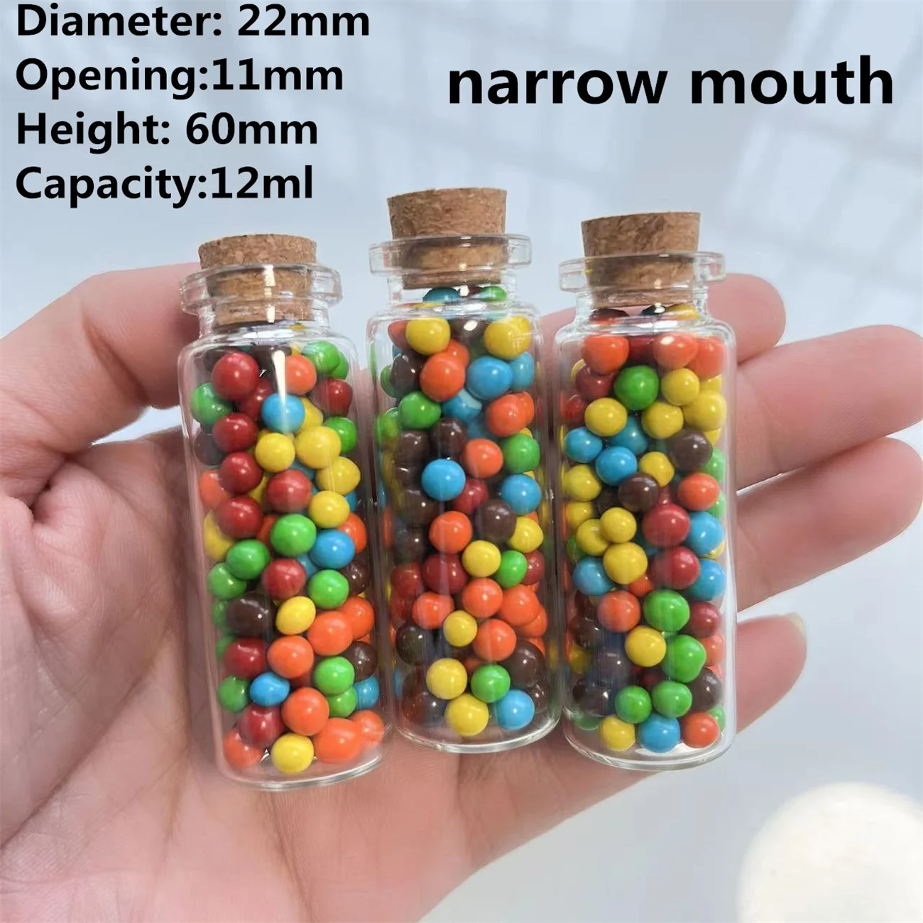 50/100 pcs/Lot 12ml Decorative Glass Bottles With Cork Stopper Crafts Tiny Jars Pendant bottle Empty Glass Jar Mini tube Gift 5
