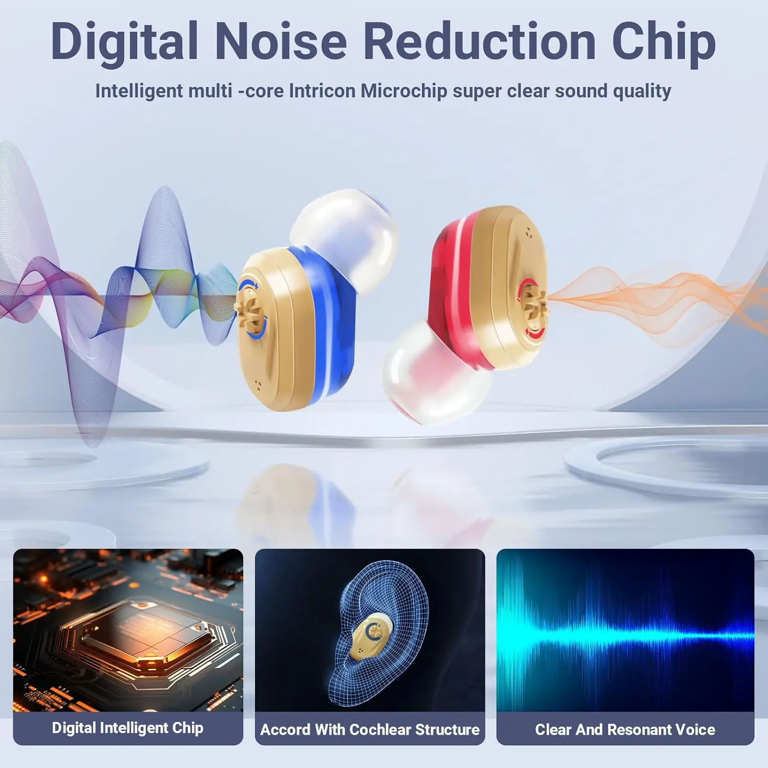 Hearing aid for the elderly, rechargeable, invisible, adjustable volume and noise reduction (four colors optional) 3