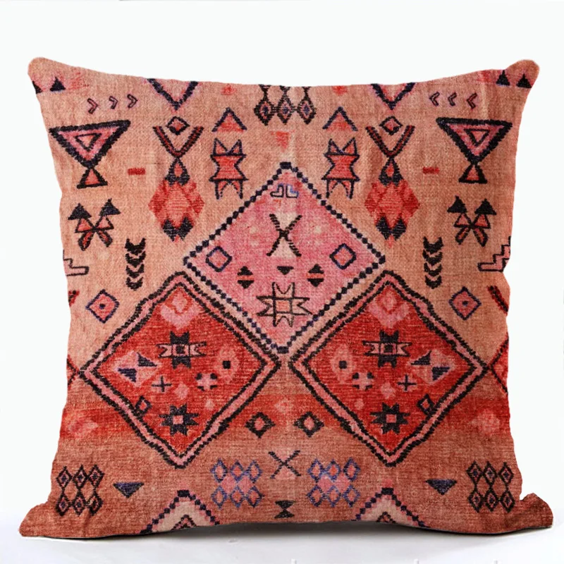 Bohemian Patterns Linen Cushions Case Multicolors Abstract Ethnic Geometry Print Decorative Pillows Case Living Room Sofa Pillow 