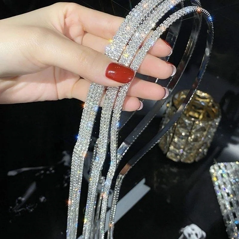 Luxus Kristall Haarbänder Für Frauen Lange Quaste Haar Bands Koreanische Strass Stirnband Hochzeit Mädchen Haar Zubehör Geschenke – Detail 10