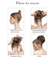 Extensions de Chignon synthétiques en désordre, grands chouchous élastiques bouclés, postiche Chignon Donut Updo pour femmes 6