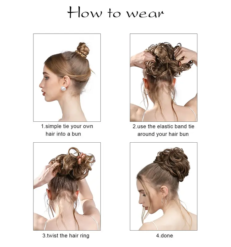 Synthetic Messy Hair Bun Extensions Big Curly Elastic Hair Scrunchies Hairpieces Chignon Donut Updo Hair Pieces for Women - Image 6