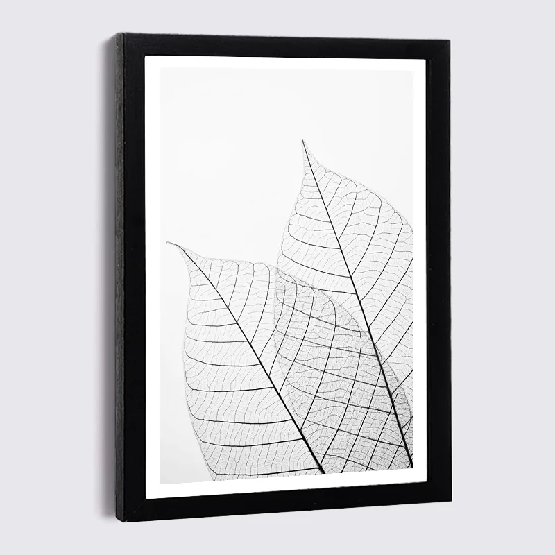 Nordic Big Leaves Canvas Painting Photo Frames 5" 7" 8" Black Picture