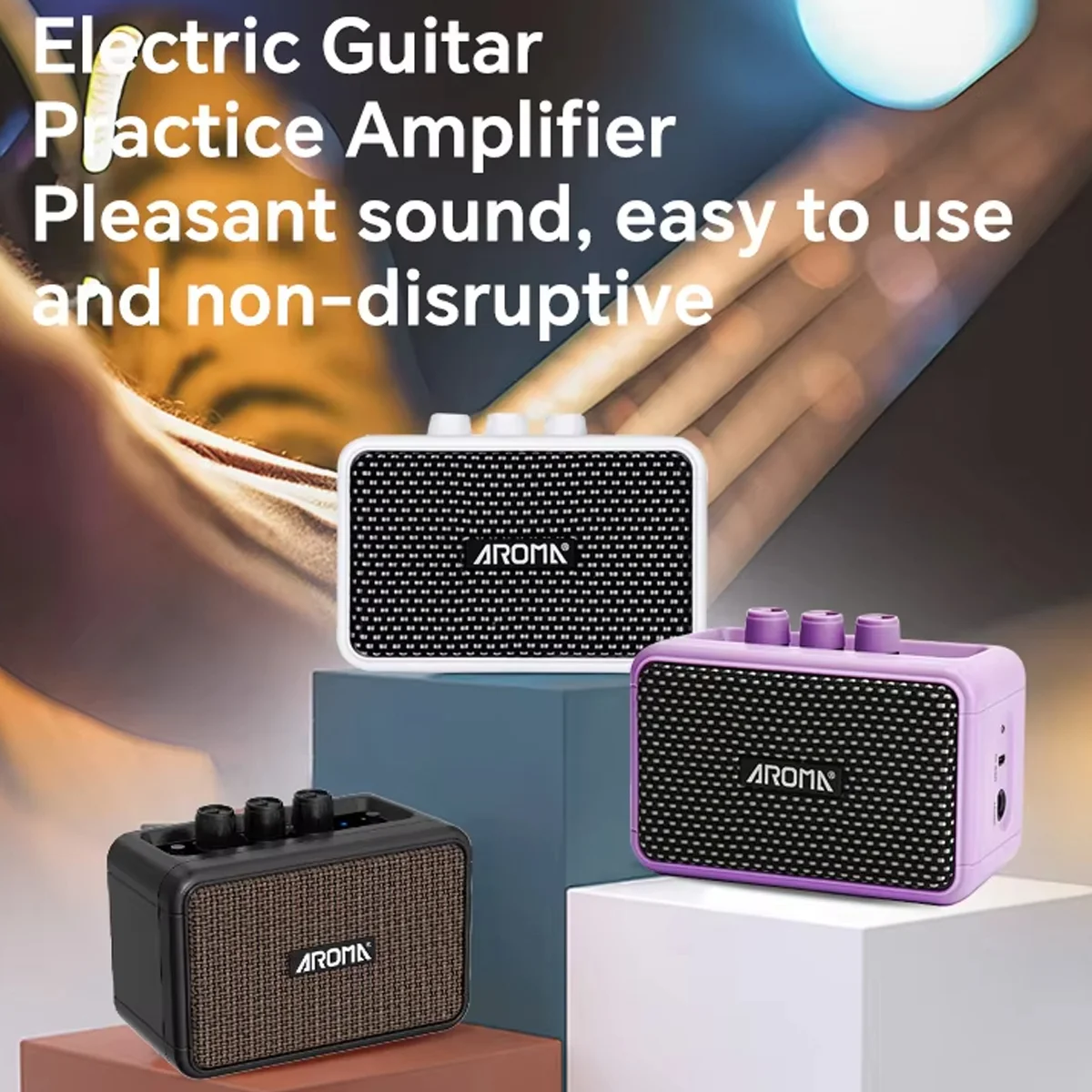 Electric Guitar Amplifier Aroma AG-04 Mini Electric Guitar Amplifier Rechargeable Bluetooth Clean Overdrive Headphone Jack Retro Portable Amp
