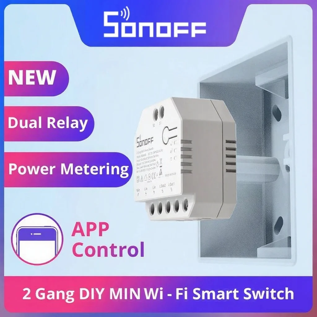 สวิตช์ม่านอัจฉริยะ Sonoff Dual R3 แบบ 2 ช่อง พร้อมฟังก์ชันวัดพลังงาน โมดูลรีเลย์คู่ ควบคุมบ้านอัจฉริยะผ่านแอป EWeLink 1