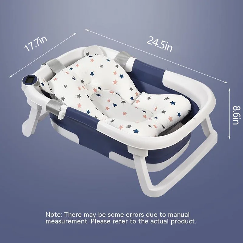 Baby bath tub folding silicone baby bathtub with real-time temperature non-slip