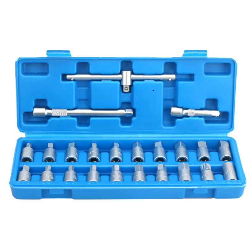 

23pcs automobile oil pan drain screw wrench Remove oil pan screw socket wrench Drain oil change remover