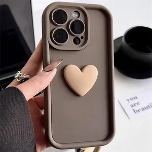 Симпатичный силиконовый чехол Ottwn с 3D любовным сердцем для iPhone 11, 12, 13, 14, 15 Pro Max, XS, XR, 7, 8 Plus, SE 2020, противоударный чехол карамельных цветов