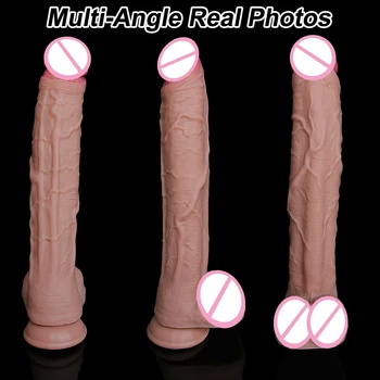 12.6in Soft Realistic Thick Huge Dildo Powerful Suction Cup Penis Strap on Masturbators Dick Butt Plug Adult Toys for Men Women 4