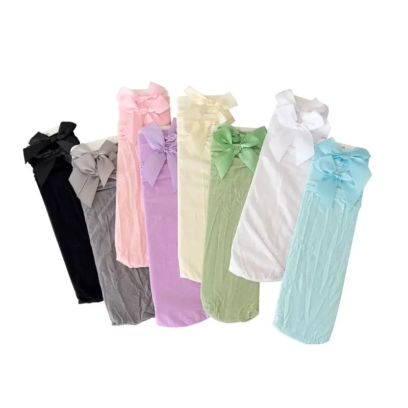 Girls Long Tube Lace Stockings Sweet Bow Jacquard Pattern Mesh Sock Baby Girl Ballet Fishing Net Frilly Socks Lolita Leggings 4