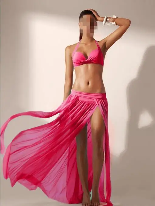 Women Sheer Chiffon High Split Long Maxi Skirt beach Skirt 2color without bikini