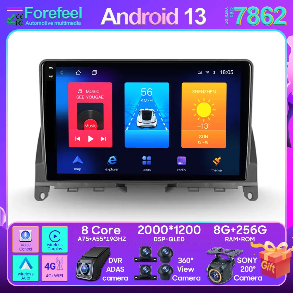 

Car Multimedia Player For Mercedes Benz C Class 3 W204 S204 2006 - 2011 Wireless Android Auto Carplay Stereo Head Unit Bluetooth