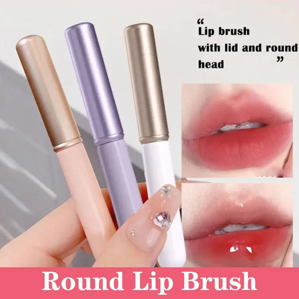 

1pcs Lipstick Brush Concealer Round Head Lip Brush With Cover Carry Lid Soft Synthetic Lip Gloss Smudge Makeup Brush Cosmetic