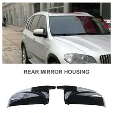 

2Pcs Rear View Mirror Cover Durable Anti-scratch Car Modification Glossy Black Wing Mirror Cap for BMW E70 X5 07-13