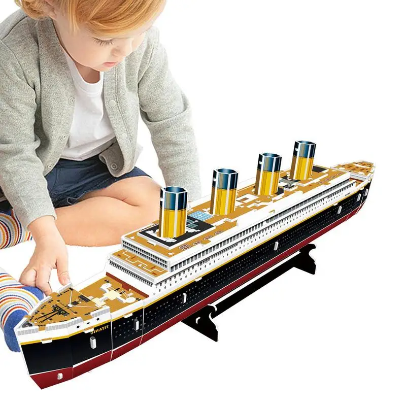 

Jigsaw Puzzles 3D Watercraft Cruise Puzzle LED Ship Arts Crafts For Adults Gifts For Men Women Model Kits Brain Teaser Puzzles