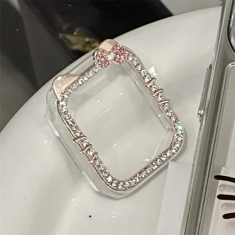 Hollow Bling Cartoon PC Watch Case For Apple Watch Series 987654321 40/41Mm 44/45MM Protective Cover Girl's Gift