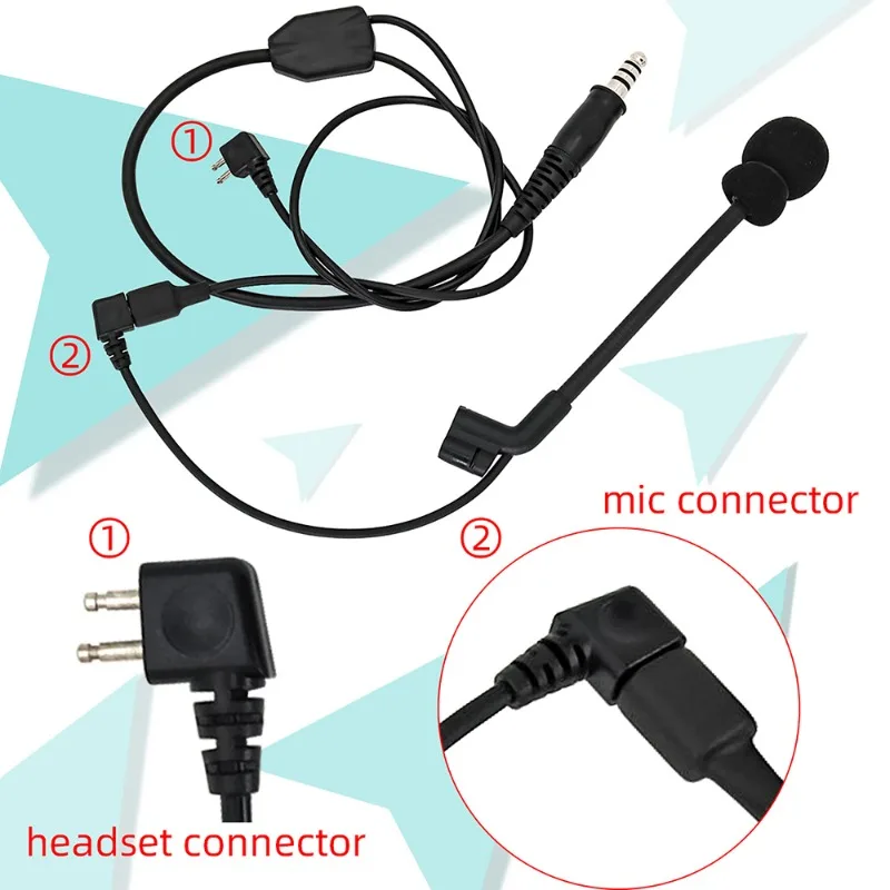 COMTAC II III Tactical Headset Adapter Y-Wire Cable Kit COMTAC Microphone + U94 PTT Kenwood Plug for Comtac Shooting Headset