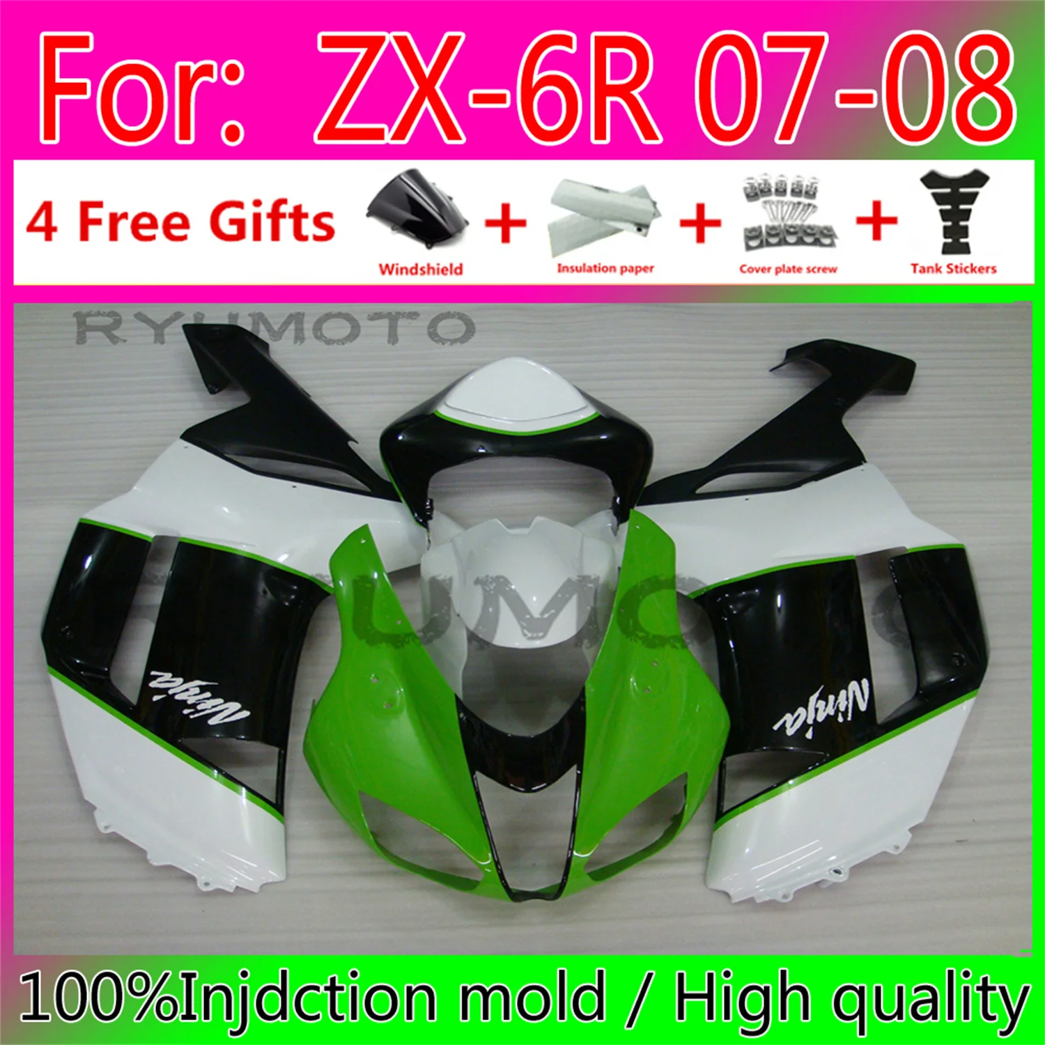 

New ABS whole Motorcycle Fairings Kit Fit For Kawasaki ZX6R 2007 2008 07 08 bodywork fairing