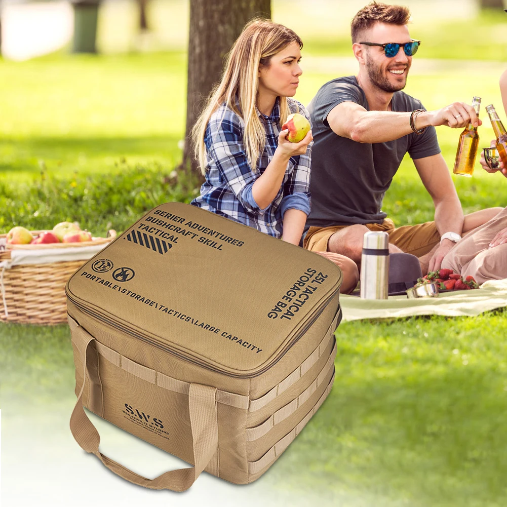 25L Camping Storage Bag Waterproof Travel Tableware Handbag Multifunctional Gas Stove Canister Carry Bag for Outdoor Picnic Tool 4