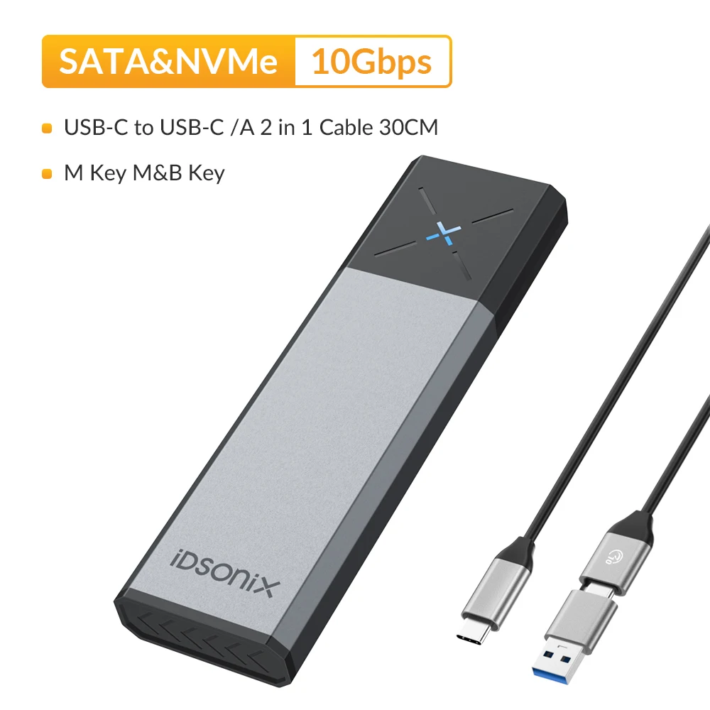 iDsonix SSD Case M.2 NVMe SATA Enclosure Dual Protocol Case