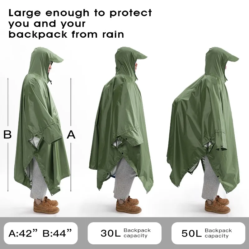 3 In 1 Outdoor Military Waterproof Raincoat Rain Coat Men Raincoat Women Awning From The Rain Motorcycle Poncho Picnic Mat raincoat poncho