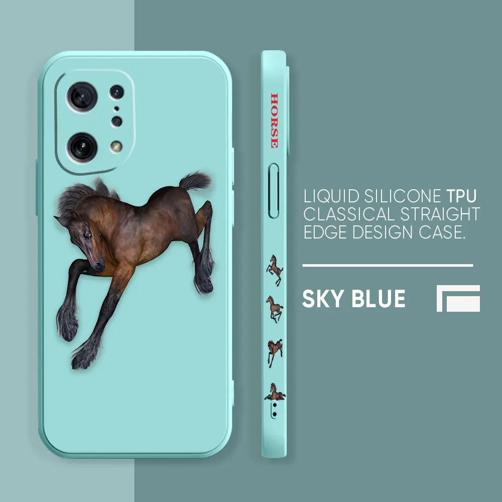 thumbnail image 1 of Case For OPPO FIND X6 X3 REALME X7 X50 RENO 2 4Z 4 6 Lite 5Z 5F 4G 5G PRO Liquid Silicone Case Galloping Horses, 1 of 5