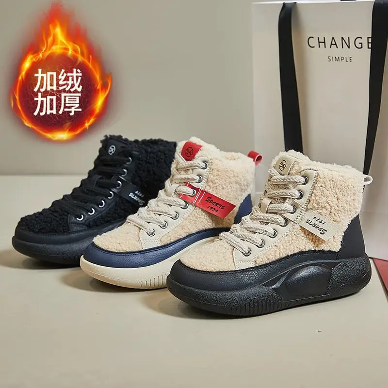 

Женские мягкие ботинки из хлопка, зимняя утепленная повседневная обувь на флисовой подкладке для упражнений, новинка 2023, обувь для папы, женская теплая обувь Winte