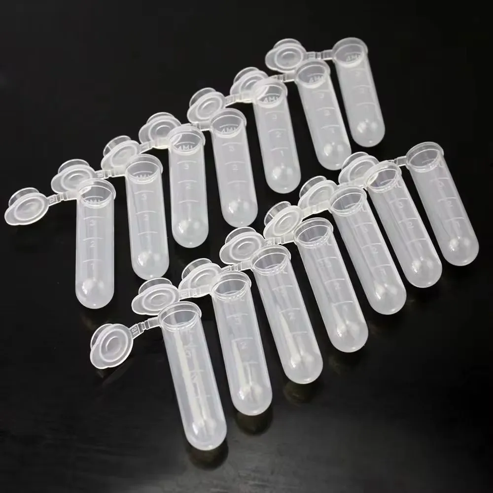 5ml Microcentrifuge Tubes Plastic Small Vials with Caps for Sample Storage Without Leakage White Test Tube Bottle 100pcs