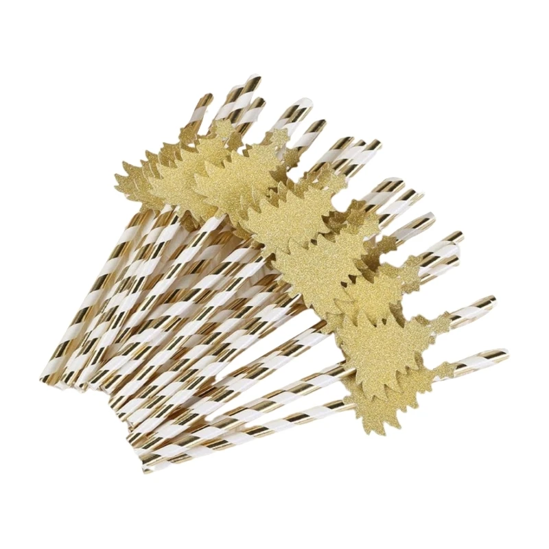 30 Pcs Disposables Drinking Straws Christmas Paper Straws Recyclable Striped for Coffee, Milk, Juice, Cocktial