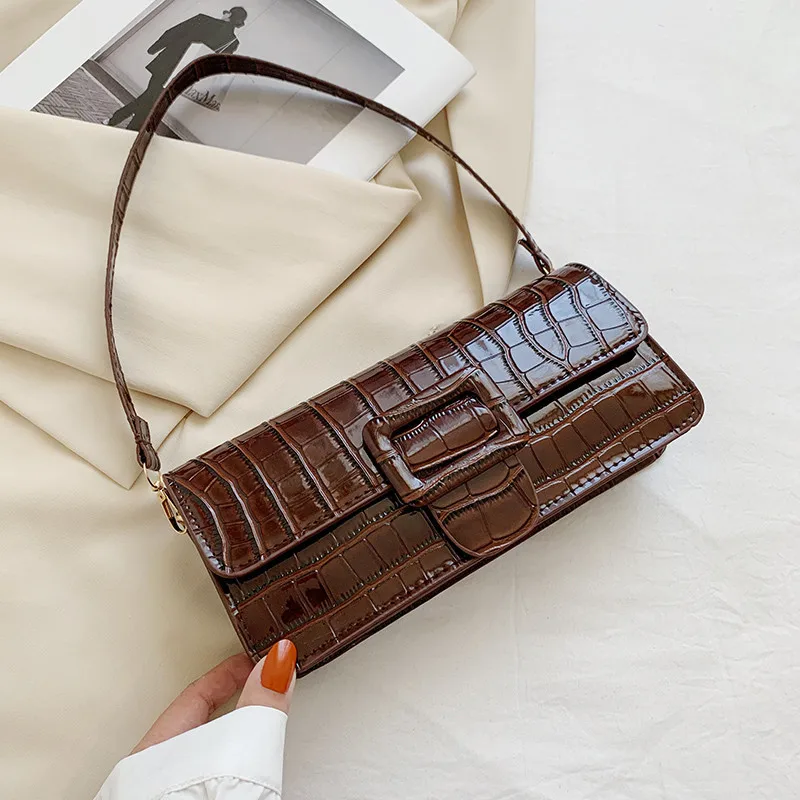 

New Flap Shoulder Bag Stone Pattern Fashion Bags for Women Pu Leather Square Female Designer Handbags for Women 2022