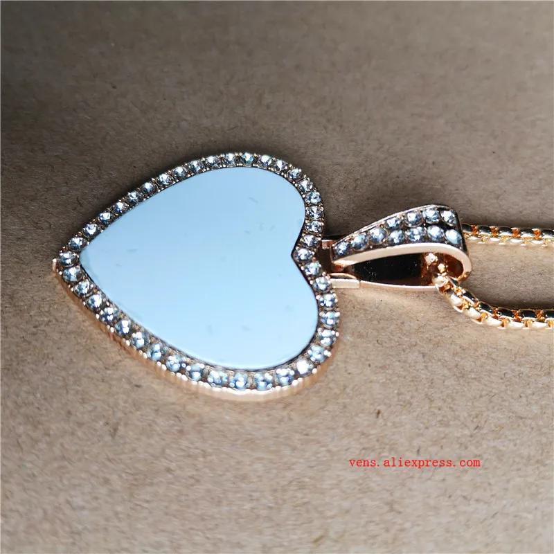 sublimation blank heart shape  necklaces pendants hot transfer printing pendant jewelry consumables one sided printing 10pcs/lot 3