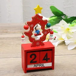 Festive Wooden Countdown Calendar with Santa and Snowman - DIY Tabletop Christmas Decoration for 7.5X3.3X16cm (B)