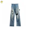High Street New Saint Jeans Pants Men Woman 1:1 Casual Washed Hole Old Loose Blue Trousers Graffiti Vintage Best Quality 1