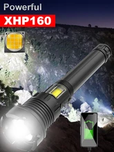  Super XHP160 Led Flashlight Powerful Zoom Lantern Usb Rechargeable Side LightTorch 7 Modes Tactical Camping Lamp 5000mAh Battery 