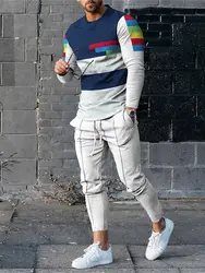 Men's Clothing Long Sleeve T Shirt Pants Sets O Neck Sweatshirt Suits Casual Tracksuits Oversized T-shirts Sweatpants Outfits