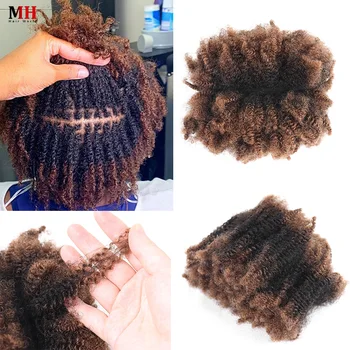Afro Kinky Curly Human Hair Bulk Dreadlock Crochet Braiding Colored Hair Extension No Weft Full Head For Black Women 50g 1