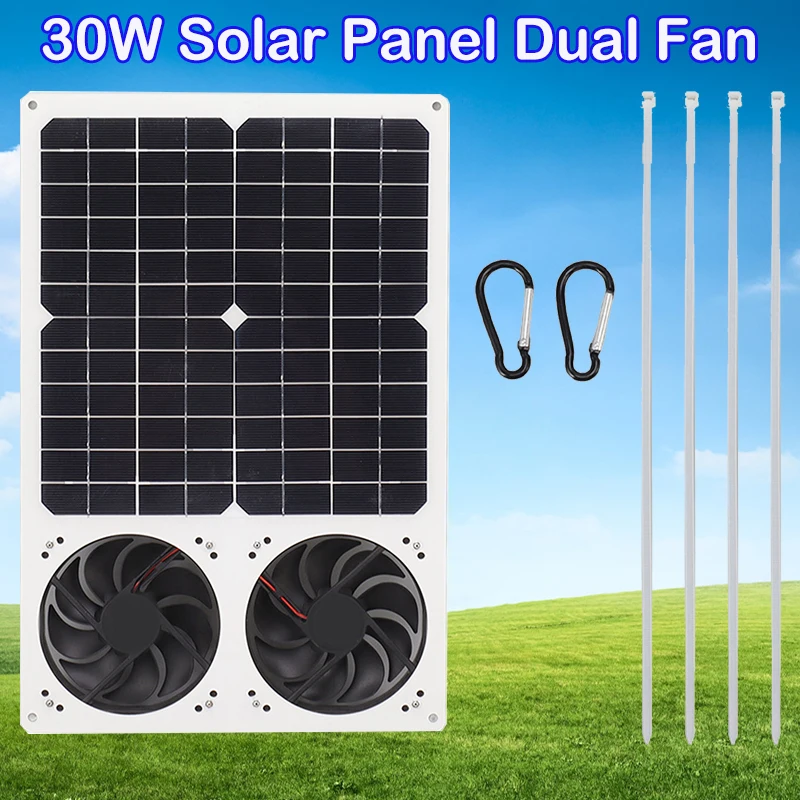 Solar Powered Panel Fan Kit Portable Exhaust Fan Ventilator 30W 12V Solar  Panel for Home Outdoor Chicken Coops Greenhouse Shed - AliExpress